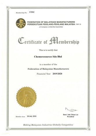 Chemoresources Certificate of membership FMM for Chemoresources
