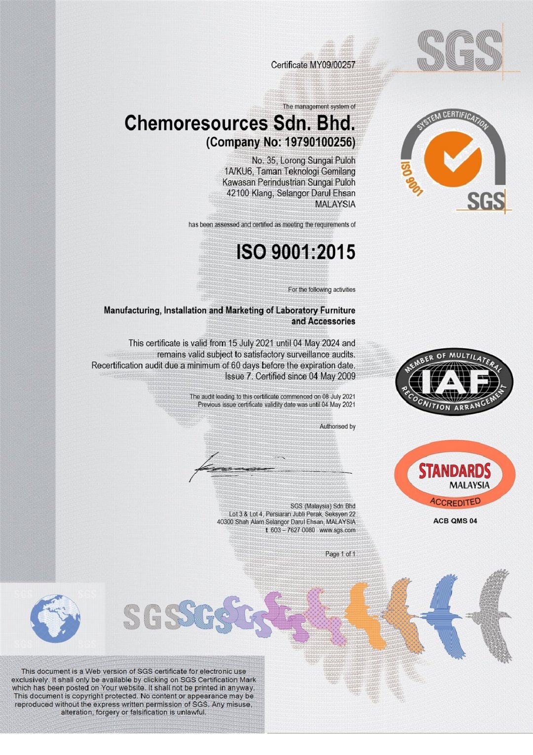 ISO 9001 2015 Certificate DSM CR 4May24